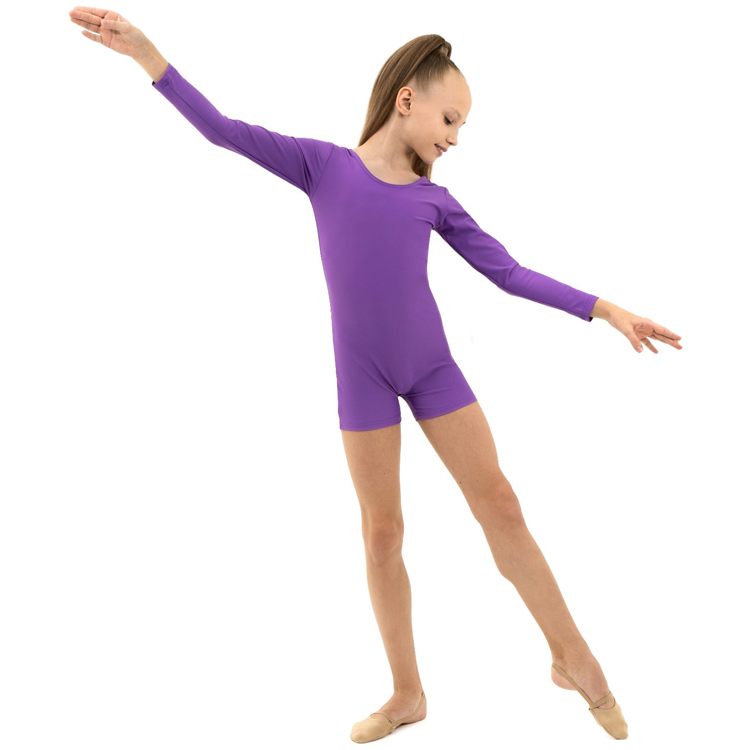 Costum p/u gimnastica cu sorti maneca lunga Grace Dance Gymnastic leotard long sleeve with shorts photo 3