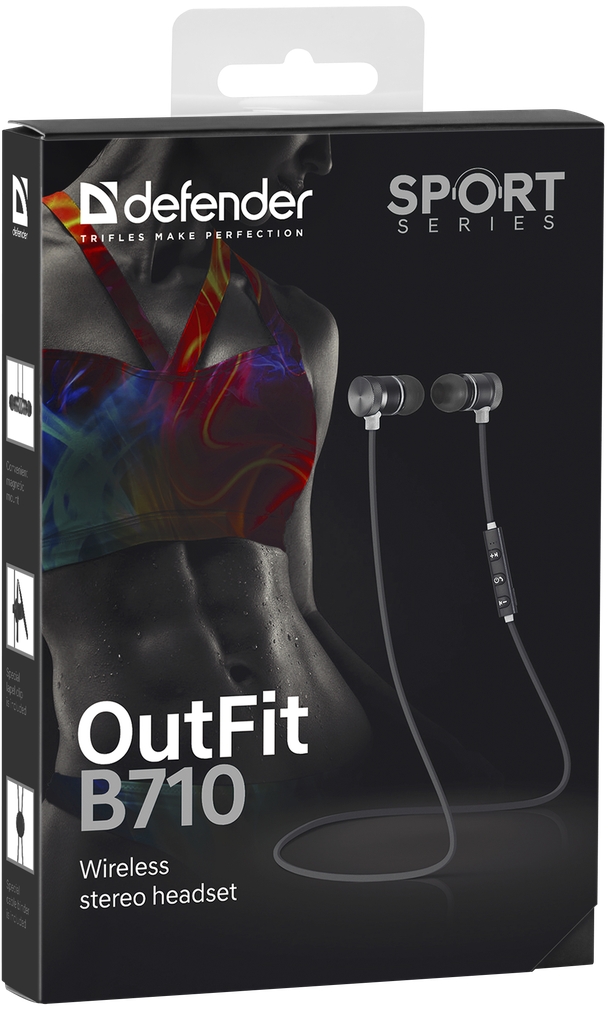 Наушники Defender Out Fit B710 Черный с белым Беспроводные / Дом и Офис / Черный с белым photo 6
