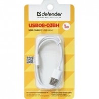 Кабель USB-A - Micro USB Defender USB08-03BH 1m white