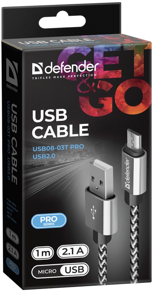 Кабель USB-A - Micro USB Defender USB0803TWHITE 1 /1м /Белый photo 3