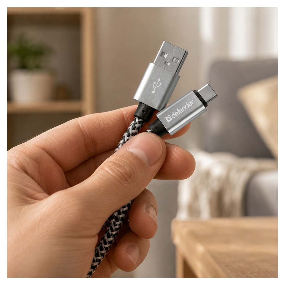 Кабель USB-A - USB Type-C Defender USB09-03T PRO 1 /1м /Серебристый photo 5