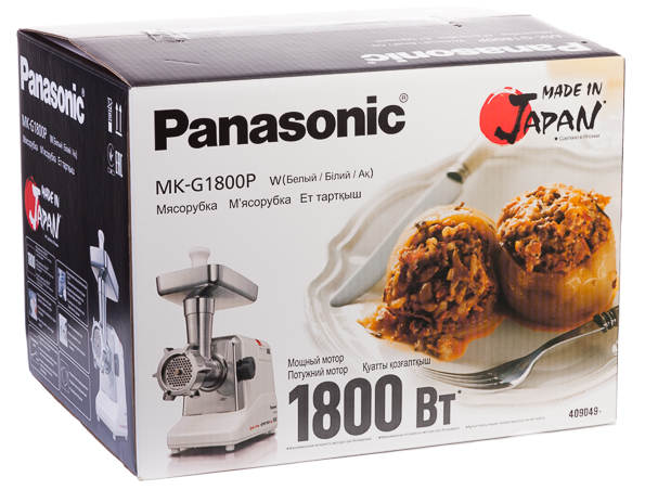 Мясорубка шнековая Panasonic MK-G1800PWTQ, 1.8 кг/мин, 1800 Вт, Белый photo 3