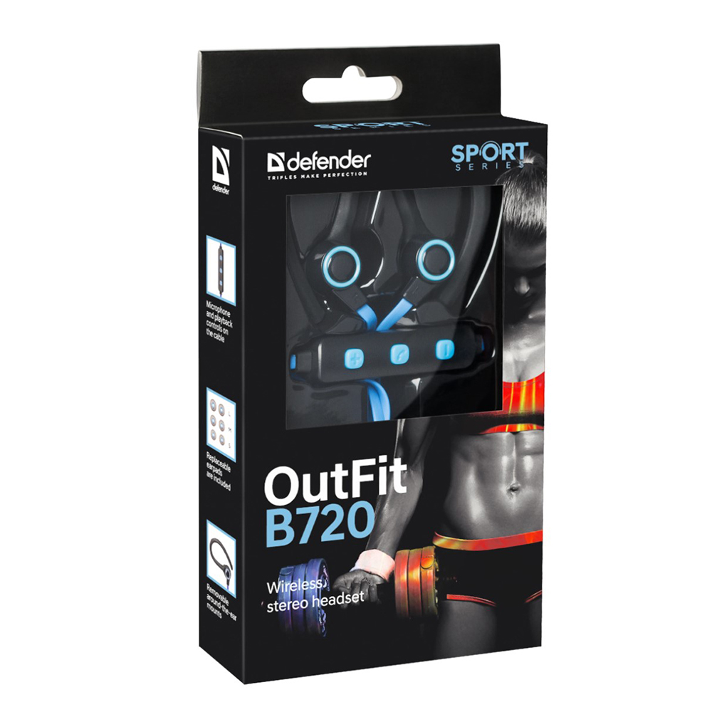 Căști Defender Out Fit B720 Negru cu albastru Fara fir / Sport / Negru cu albastru photo 5