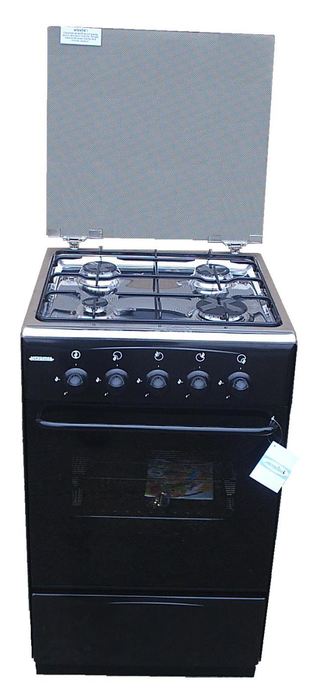 Газовая плита Metalica F4 Negru M / 4 конфорок / 50 см / Черный photo 1