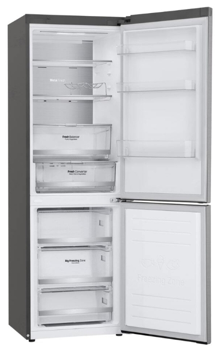 Frigider cu doua usi LG GAB459SMUM / 341 l / 186 cm / A++ / Gri photo 5