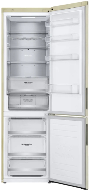 Frigider cu doua usi LG GAB509CEUM / 384 l / 203 cm / A++ / Bej photo 2