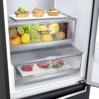 Холодильник с нижней морозильной камерой LG GWB509SBUM, 364 л, 203 см, E/A++, Черный