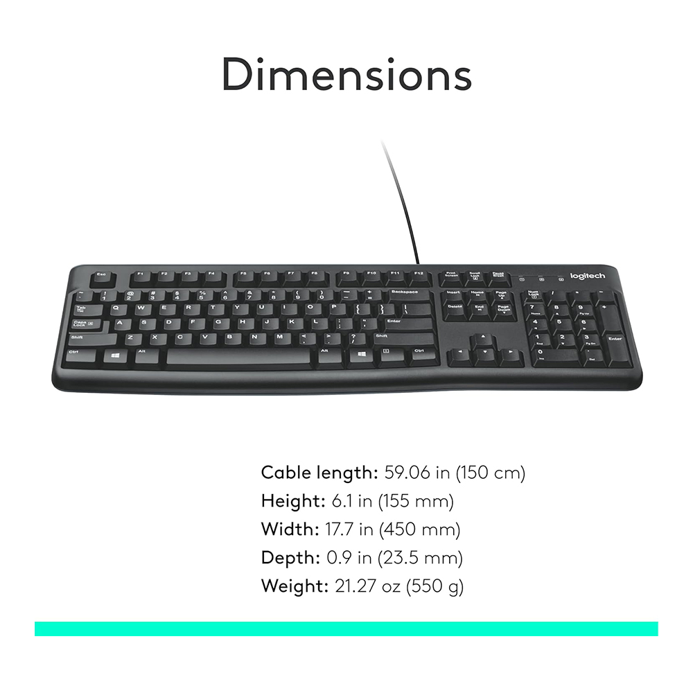 Клавиатура проводная Logitech K 120 US / Мембранная photo 7