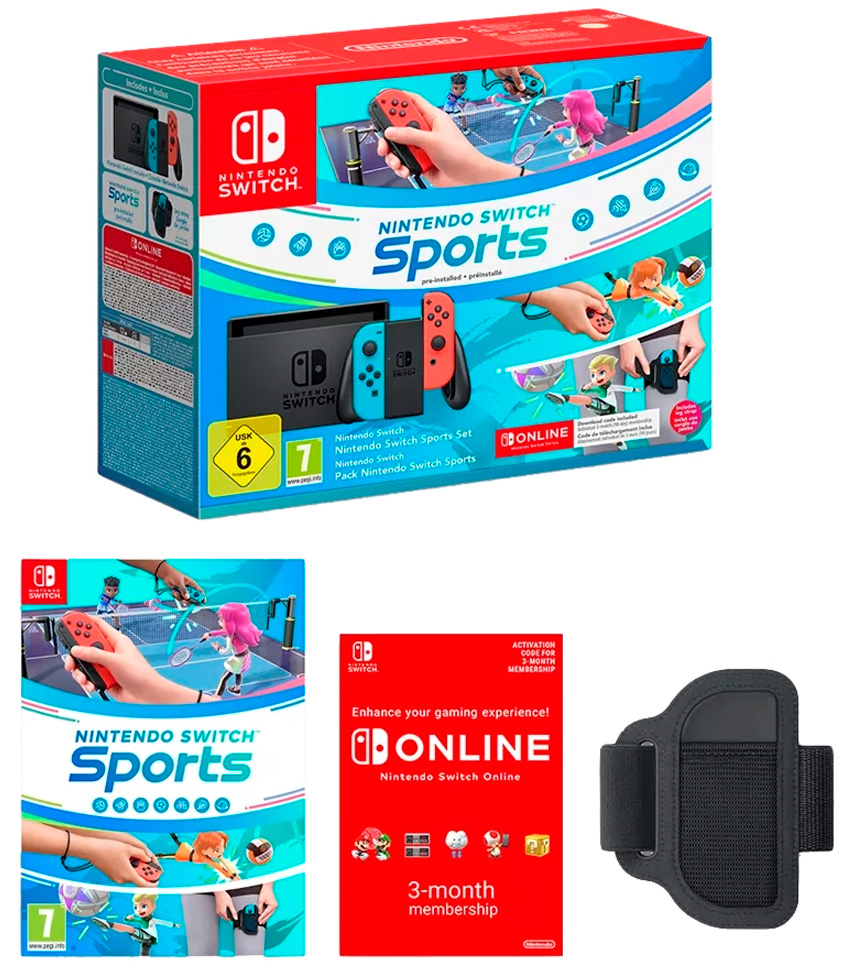 Портативная игровая консоль Nintendo Switch V2 + Switch Sports + Leg Strap + 3-Month NSO Membership photo 3