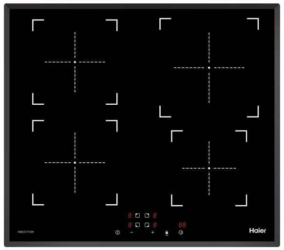 Встраиваемая индукционная панель Haier HHYY64NVB, 4 конфорок, Черный