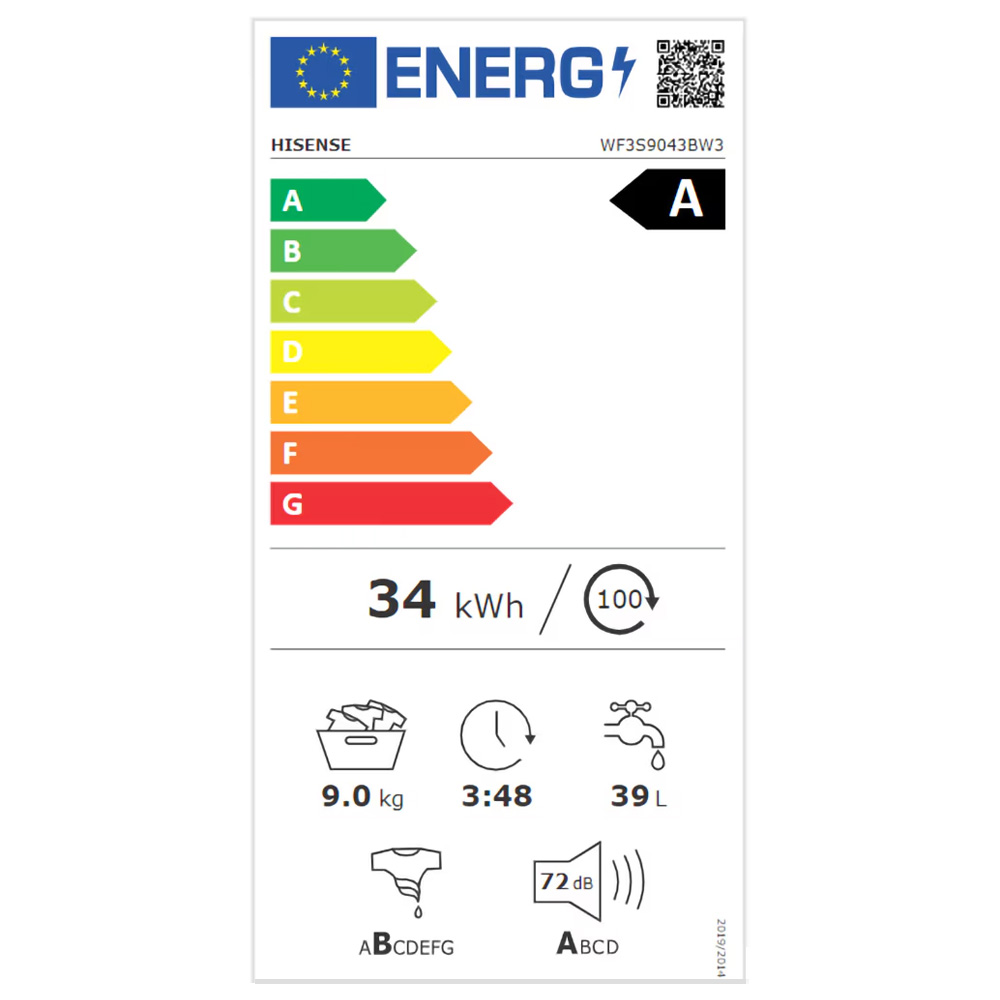 Masina de spalat Hisense WF3S9043BW3 9 kg / 1400 rot/min / A / Alb photo 7