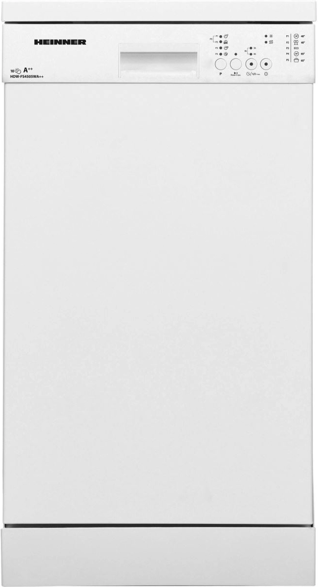 Посудомоечная машина  Heinner HDWFS4505WA, 10 комплектов, 5программы, 45 см, A++, Белый