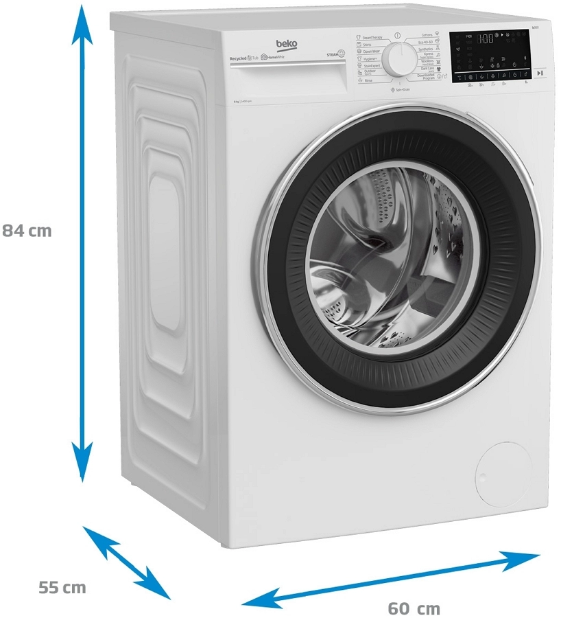 Стиральная машина стандартная Beko B5WFU78435WB, 8 кг, 1400 об/мин, C, Белый