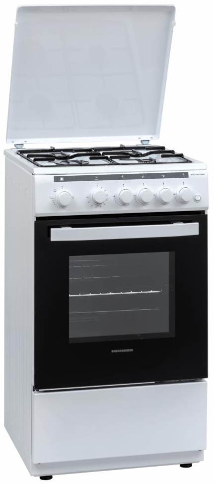 Газовая плита Heinner HFSC-V50LITGWH / 4 конфорок / 50 см / Белый photo 1 Газовая плита Heinner HFSC-V50LITGWH / 4 конфорок / 50 см / Белый photo 1