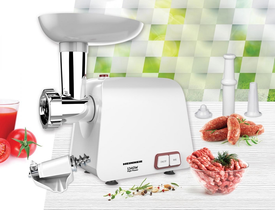 Tocator de carne Heinner MG1340WH, 1.2 kg/min, 1340 W, Alb photo 2