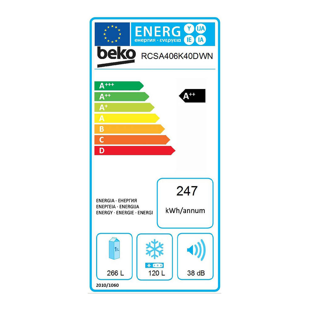 Холодильник двухдверный Beko RCSA406K40DWN / 386 л / 202.5 см / E / Белый photo 6