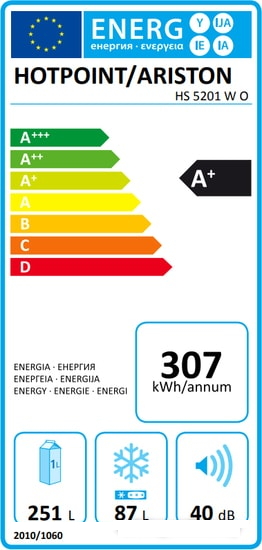Frigider cu doua usi Hotpoint - Ariston HS5201WO / 338 l / 200 cm / A+ / Alb photo 4