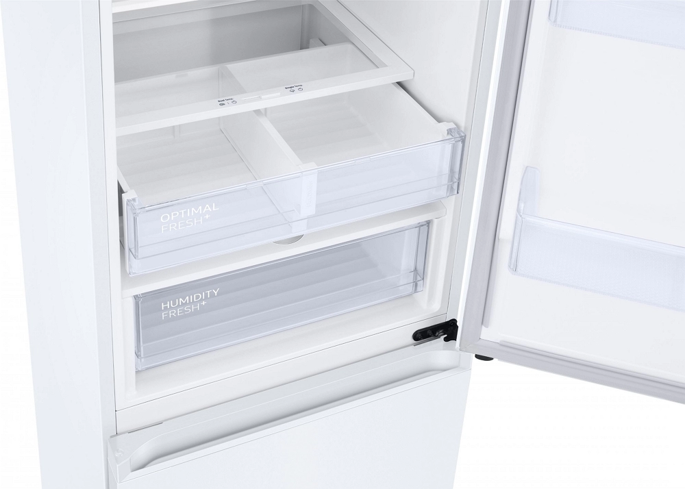 Холодильник с нижней морозильной камерой Samsung RB38T603FWW, 385 л, 203 см, A+, Белый