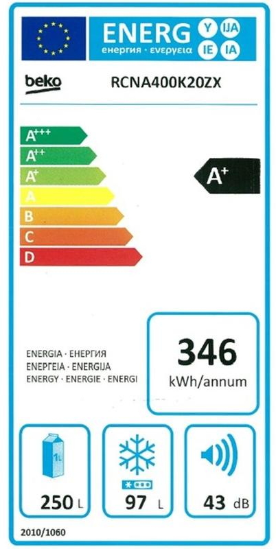Frigider cu doua usi Beko RCNA400K20ZXP / 347 l / 201 cm / A+ / Gri photo 4