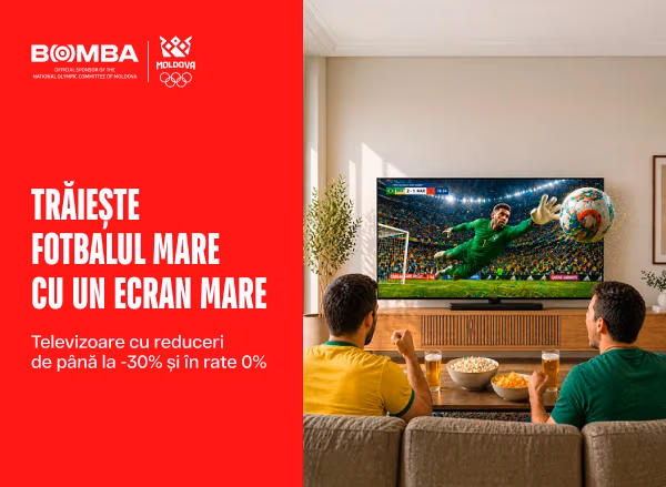 Alege un televizor cu reducere de până la 30% și în rate cu 0% — trăiește intens fiecare meci!