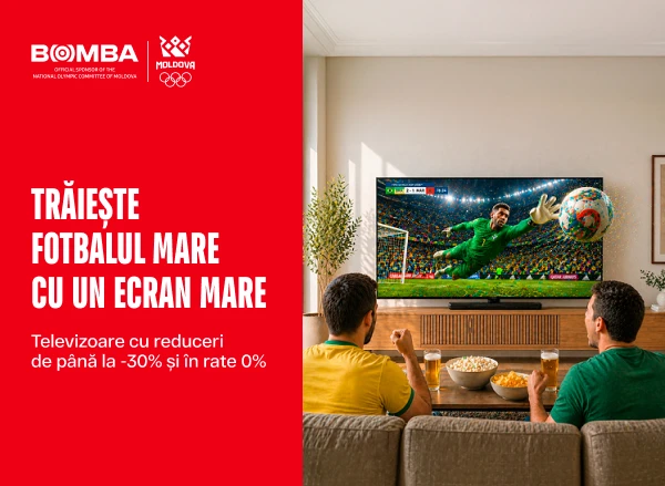 Alege un televizor cu reducere de până la 30% și în rate cu 0% — trăiește intens fiecare meci!