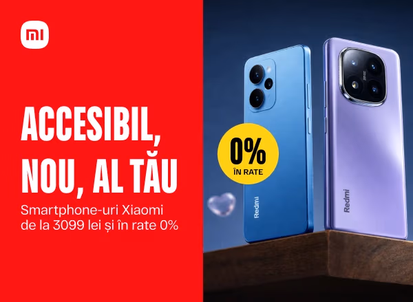 Alege un smartphone Xiaomi de la doar 3099 lei, disponibil și în rate cu 0%