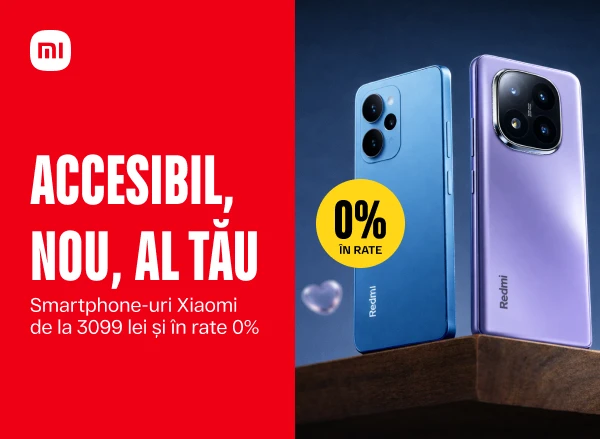 Alege un smartphone Xiaomi de la doar 3099 lei, disponibil și în rate cu 0%