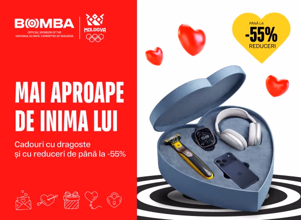 Mai aproape de inima lui: cadouri cu reducere de până la –55% și în rate cu 0%