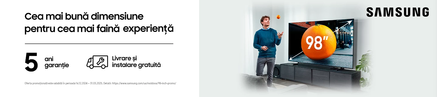 Televizoare Samsung 98'': livrare gratuită, instalare inclusă și garanție de 5 ani Televizoare Samsung 98'': livrare gratuită, instalare inclusă și garanție de 5 ani