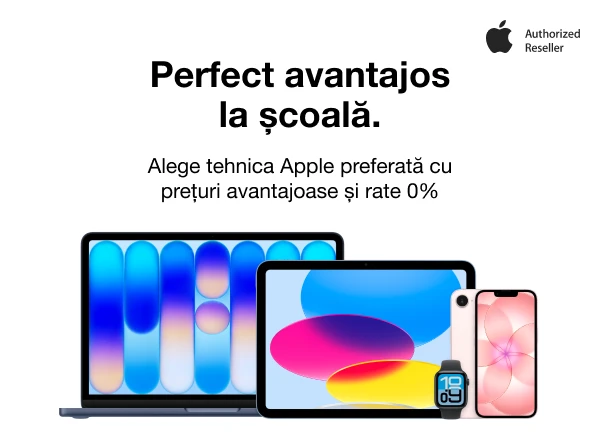 Alege tehnica Apple pentru studii la prețuri avantajoase și în rate cu 0% dobândă!