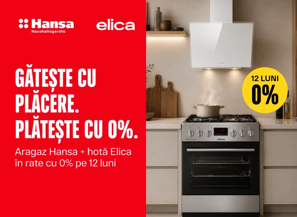 Aragaz Hansa + hotă Elica în rate 0% timp de 12 luni