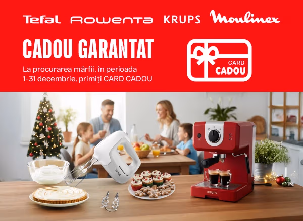 Premiu garantat la procurarea mărfii Tefal, Moulinex, Rowenta, Krups în sumă de la 1001 lei!