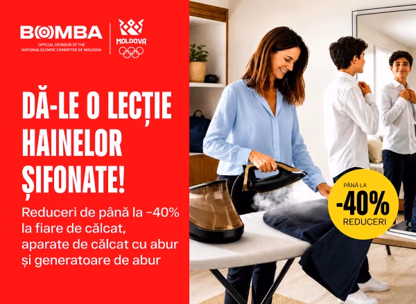 Reduceri de până la −40% la fiare de călcat, aparate de călcat cu abur și generatoare de abur. Dă-le o lecție hainelor șifonate! Reduceri de până la −40% la fiare de călcat, aparate de călcat cu abur și generatoare de abur. Dă-le o lecție hainelor șifonate!