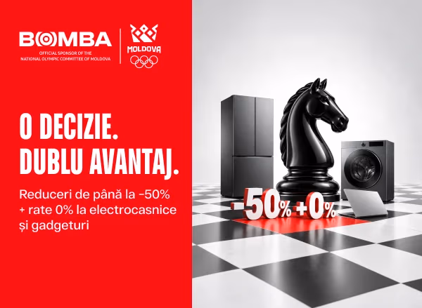 Dublu avantaj: reduceri de până la −50% + Rate 0% în același timp!