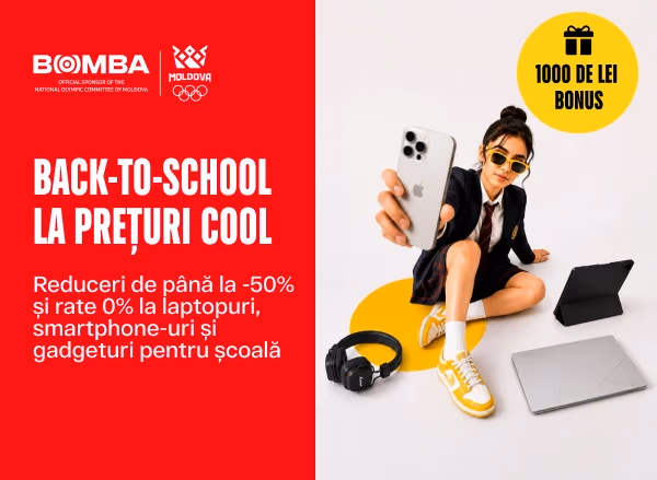 Back to School la BOMBA cu reduceri de până la -50% și în rate 0%
