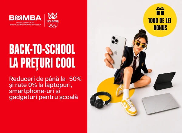 Back to School la BOMBA cu reduceri de până la -50% și în rate 0%
