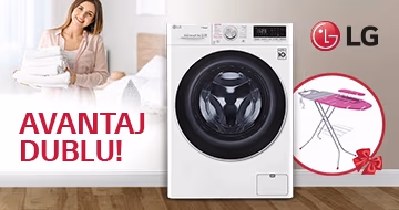 Avantaj dublu cu LG! Cadou garantat la procurarea maşinei de spălat şi uscat LG