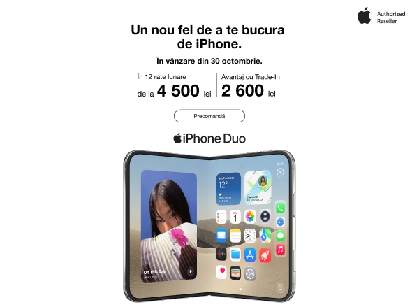Noile iPhone Duo — deja în vânzare, de la 4 500 lei/lună în 12 rate cu 0% dobândă!